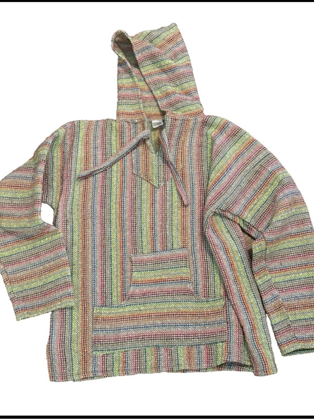 Striped Multicolor Hooded Baja Pullover Sweatshirt